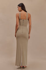 Velma Halter Collar Maxi Dress - Mushroom