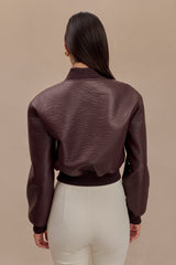 Codi Faux Leather Bomber Jacket - Merlot