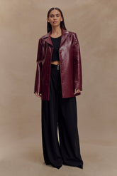 Deborah Faux Leather Coat - Cherry Red