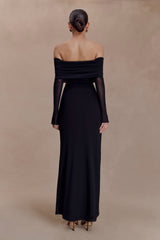Josie Off Shoulder Mesh Maxi Dress - Black