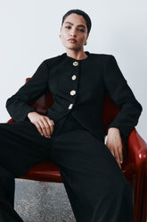 Asia Mixed Button Blazer - Black