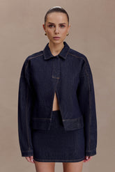 Olandria Oversized Jacket Top - Washed Indigo Blue