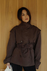 Alden Short Trench Jacket - Chocolate