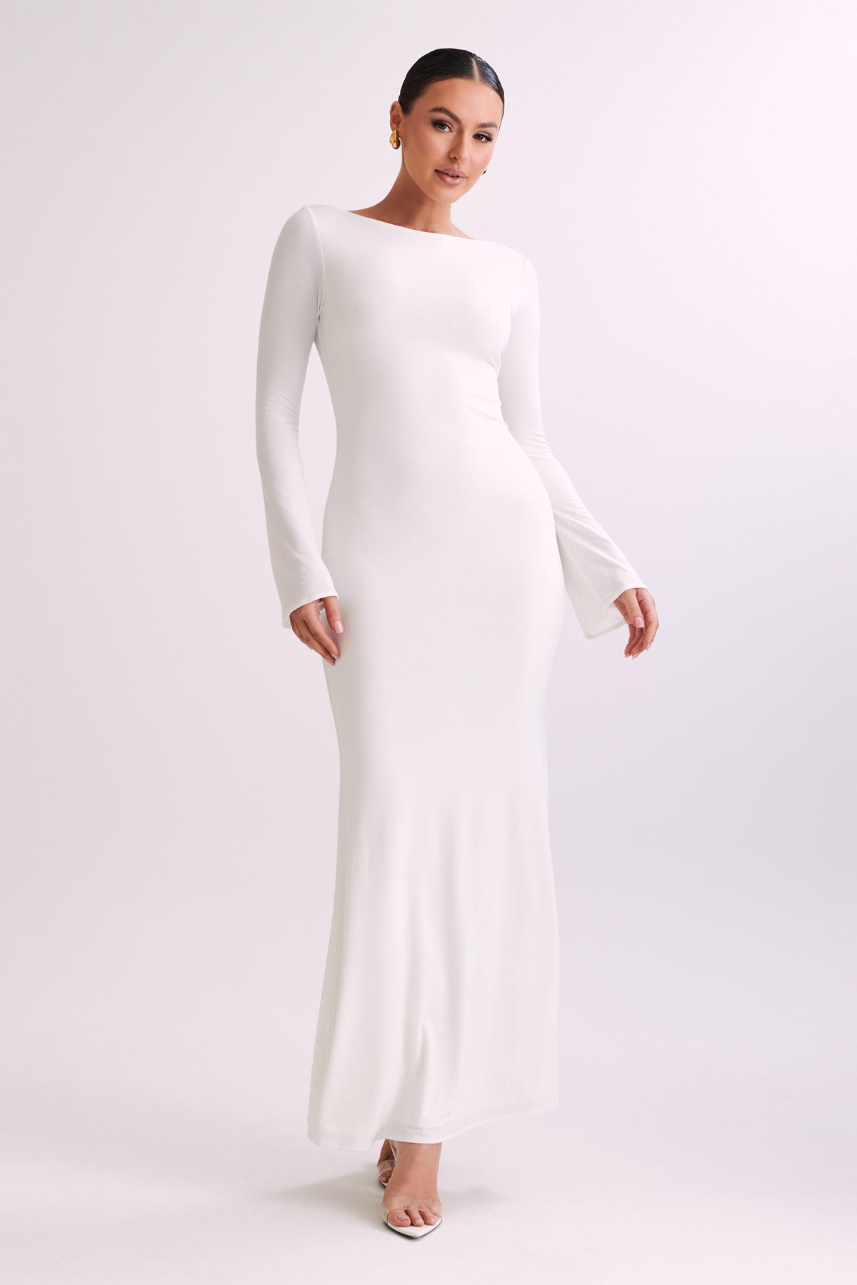 Tarna Slinky Fishtail Maxi Dress - Ivory