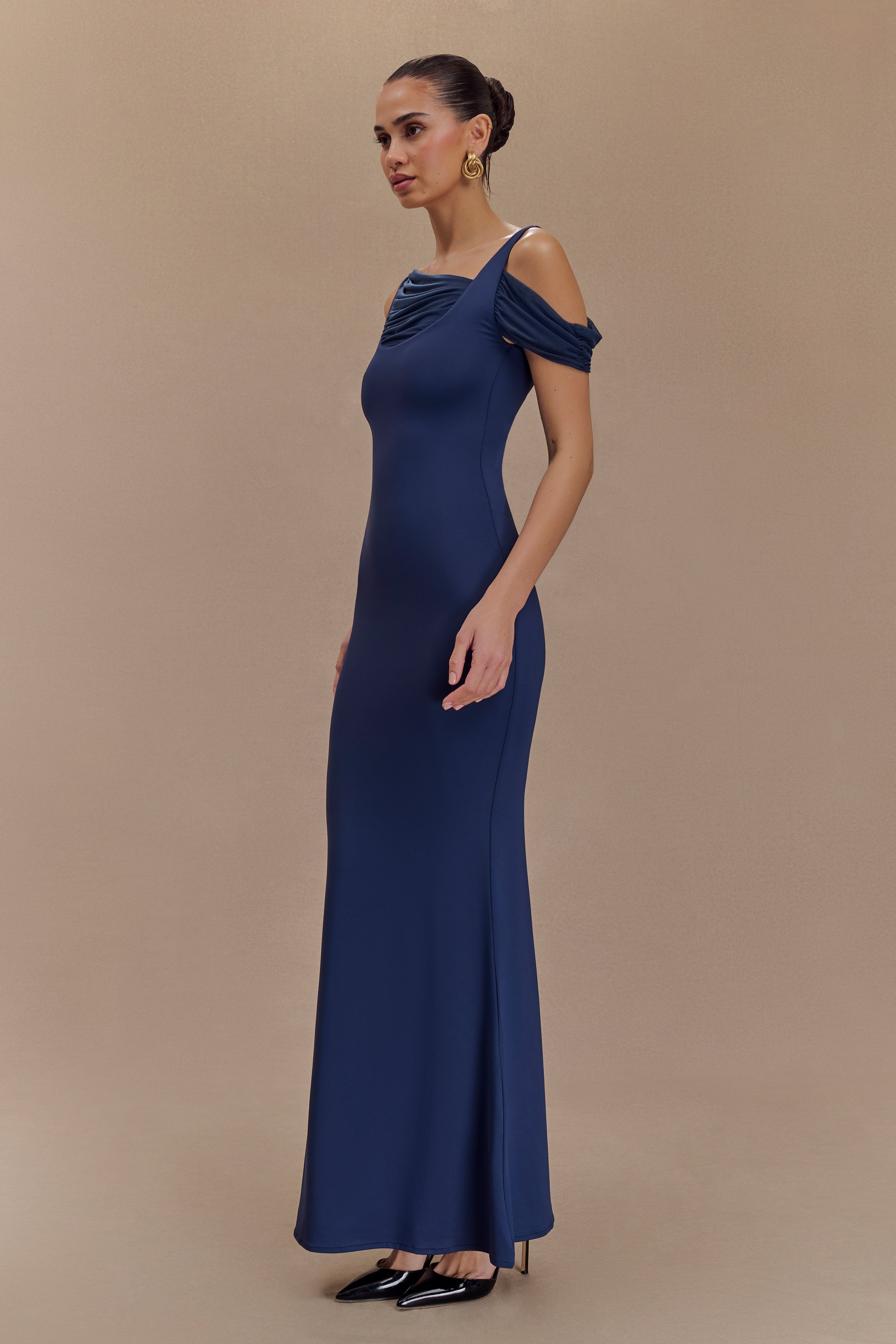 Janette Recycled Nylon And Mesh Sleeveless Maxi Dress - Navy
