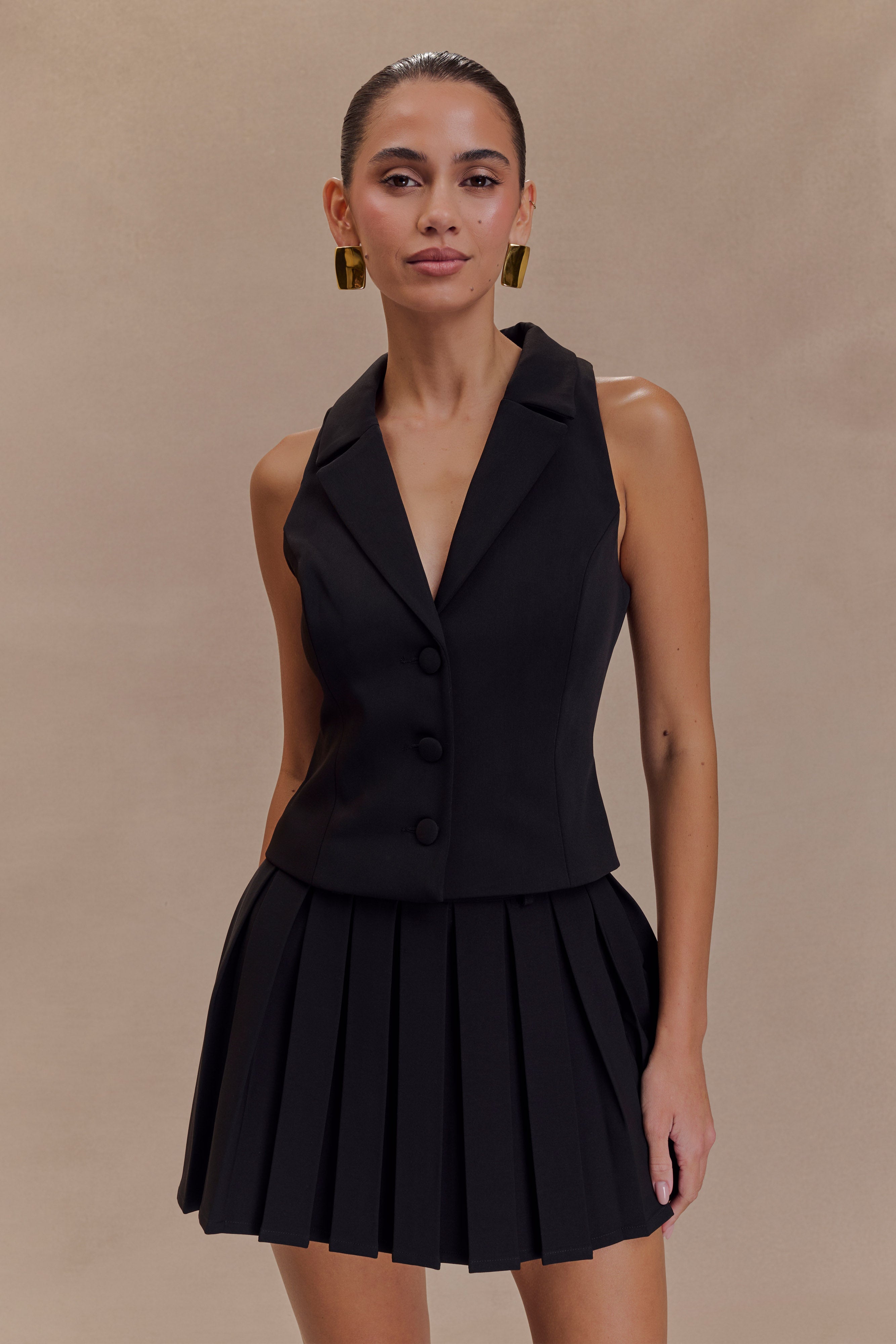 Mura Pleated Mini Skirt - Black