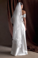 Asteria Draped Chiffon Veil - Ivory