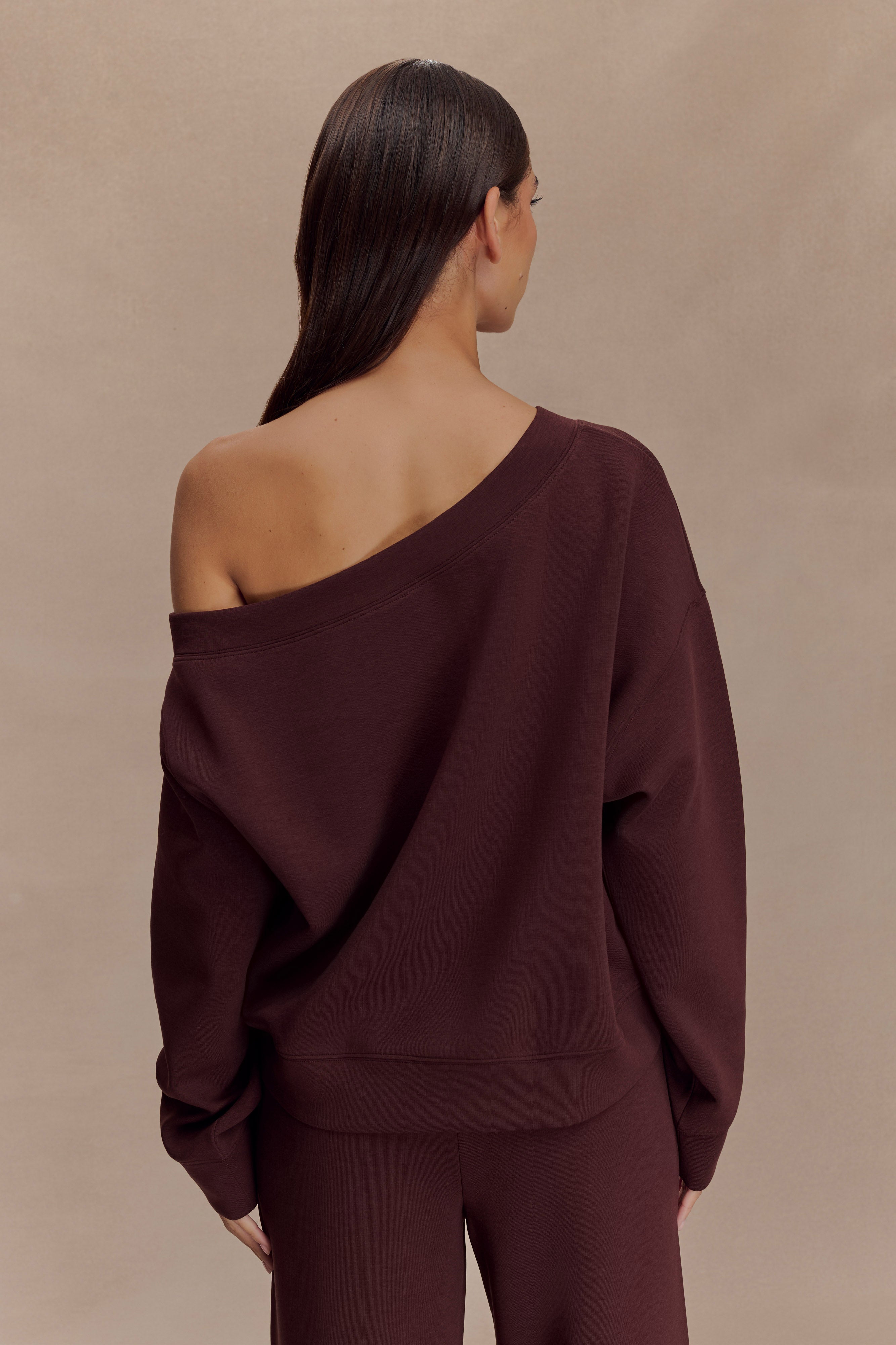 Aiden Slouchy Crew Jumper - Chocolate