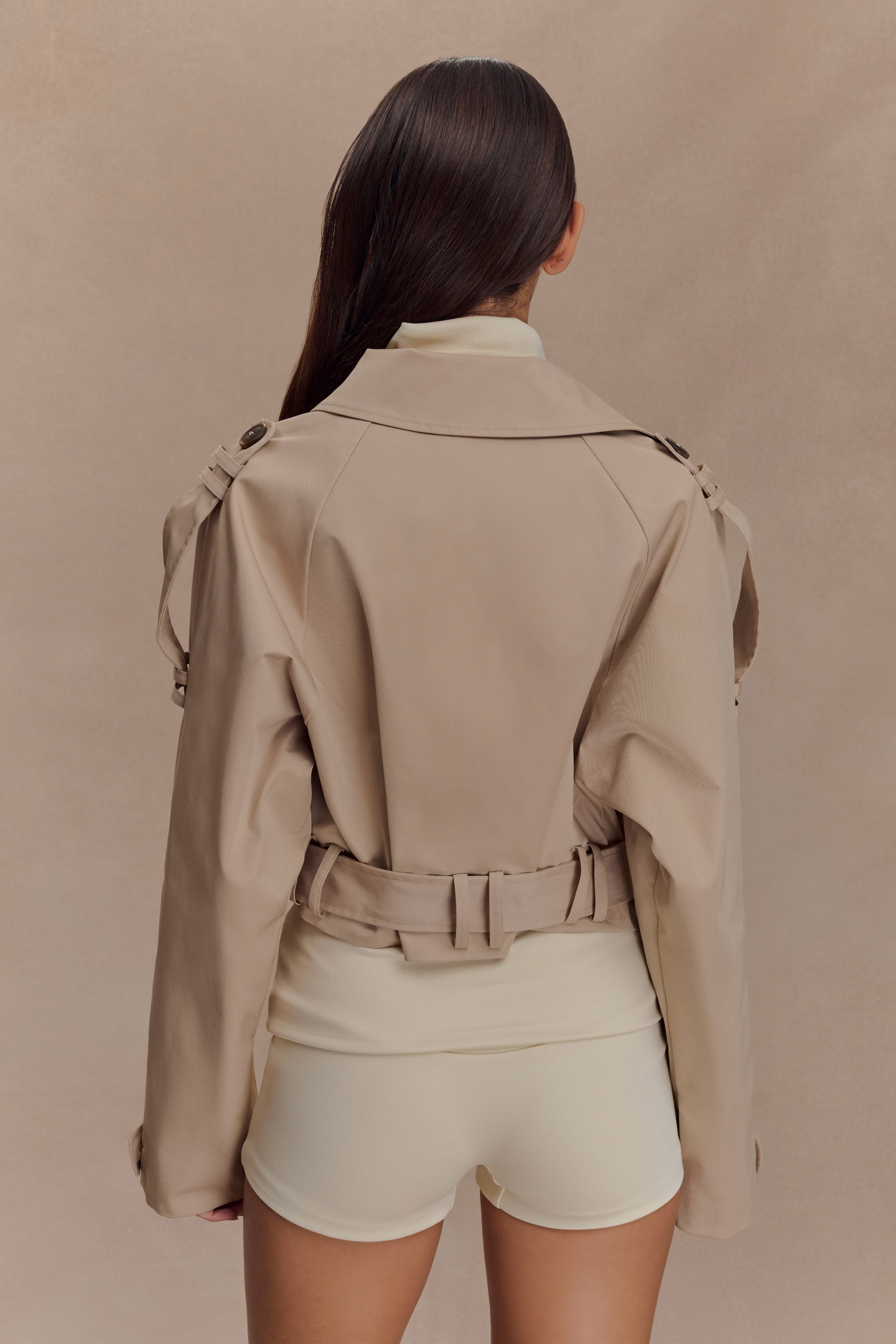 Frank Cropped Collared Jacket - Camel
