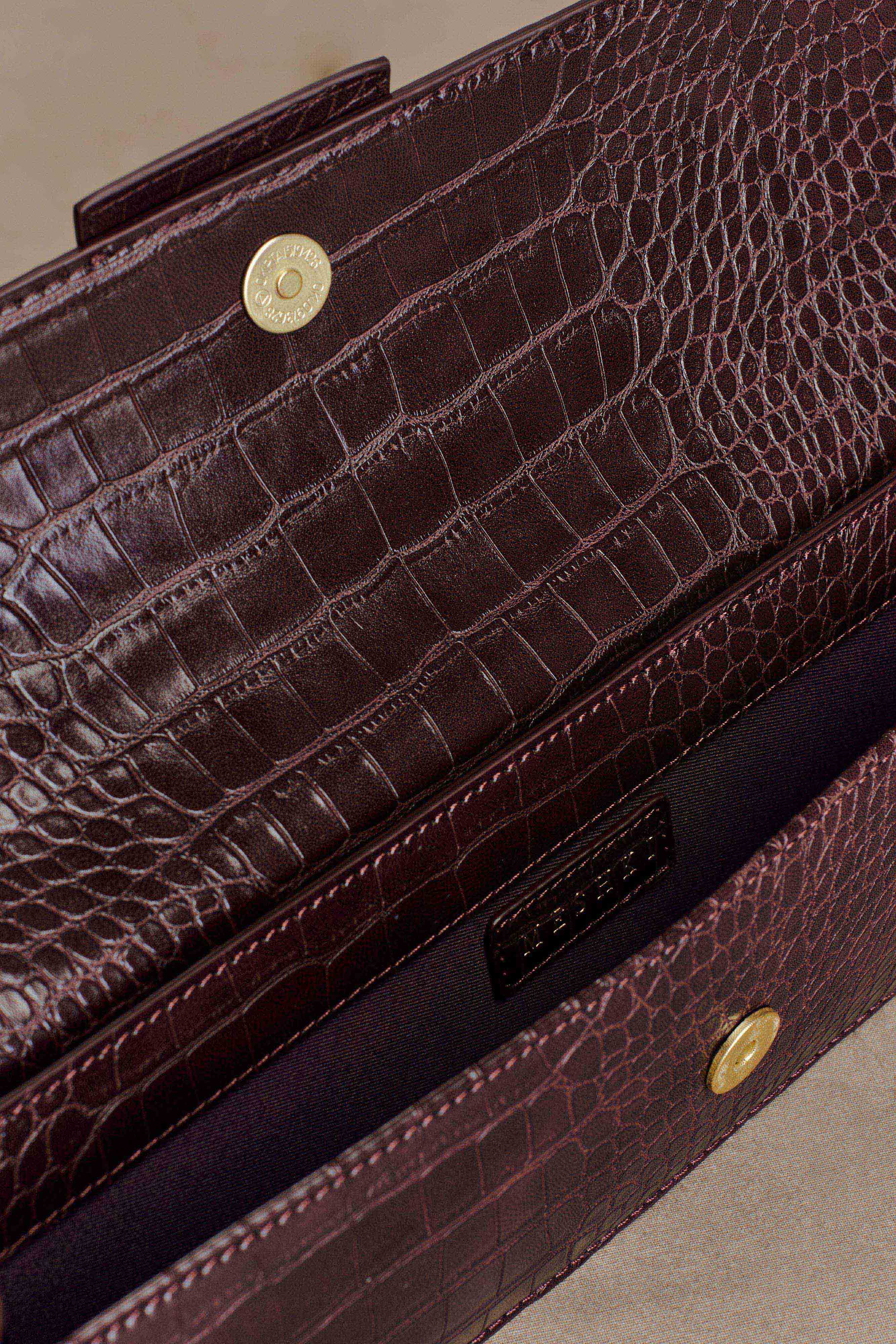 Jessica Faux Leather Crocodile Clutch - Burgundy