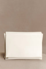 Kiera Faux Leather Oversized Clutch - Ivory
