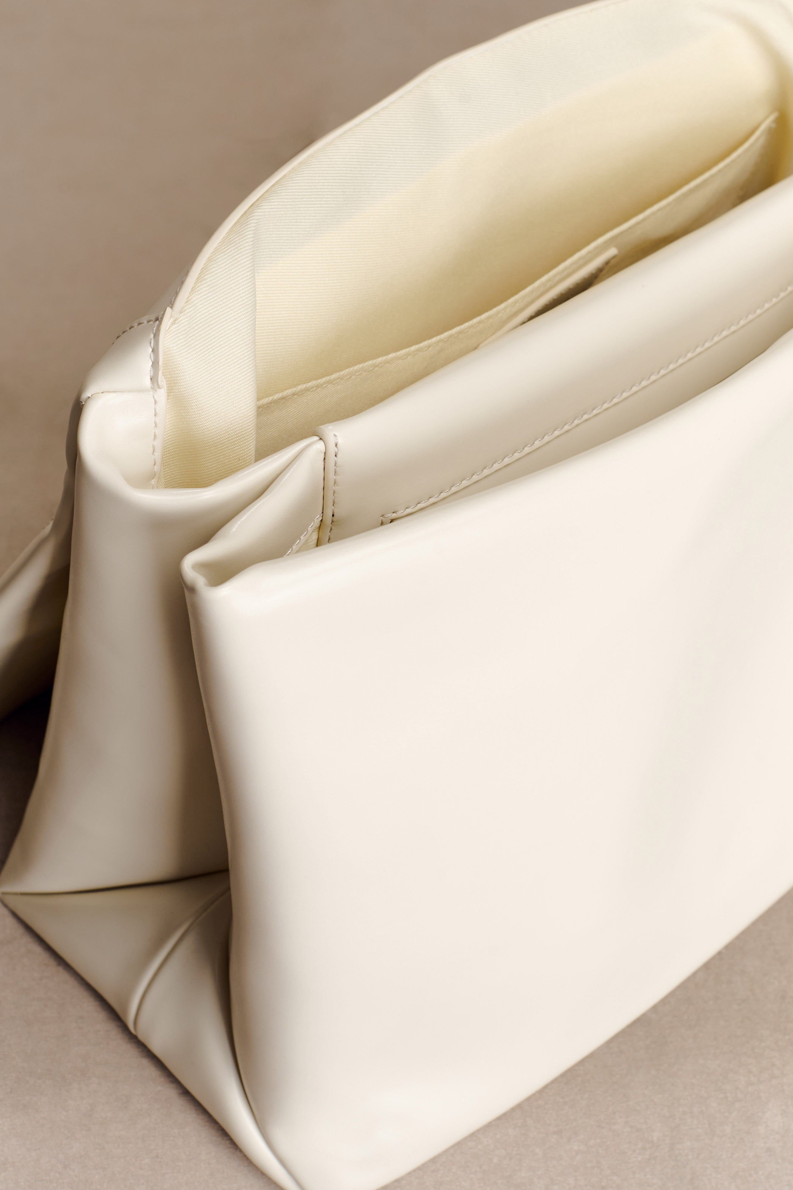 Kiera Faux Leather Oversized Clutch - Ivory