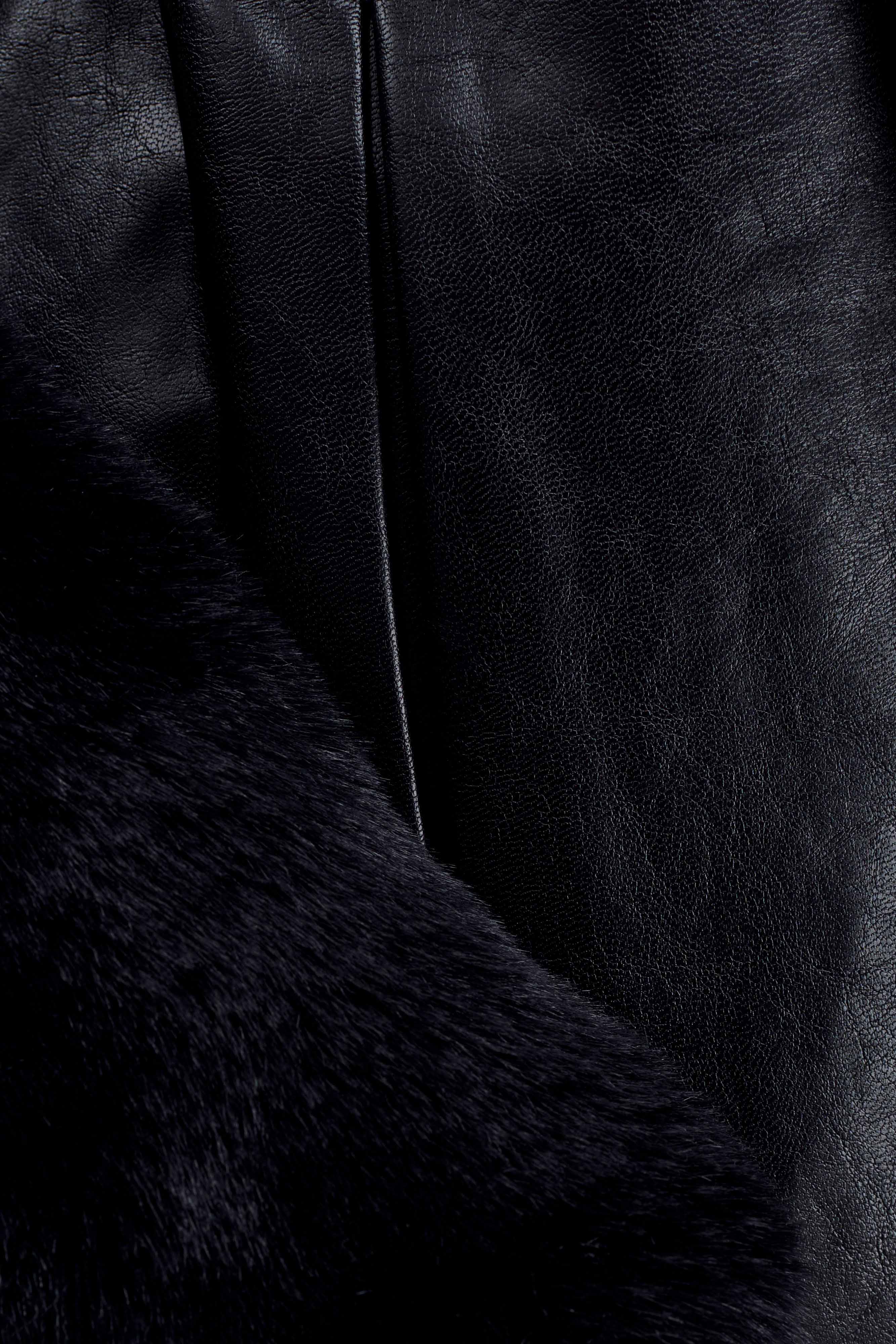 Bec Faux Leather Trench Coat With Faux Fur - Black