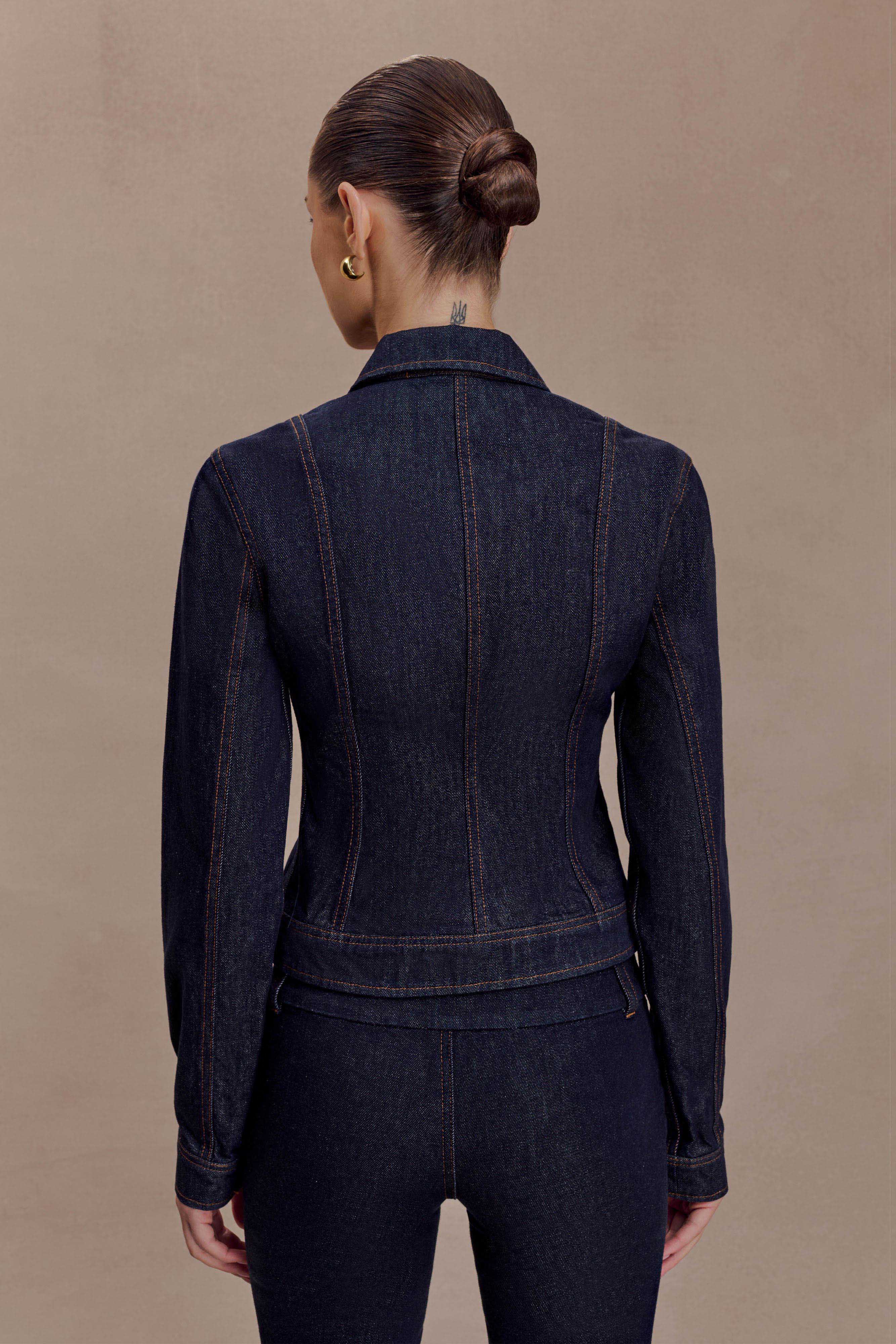 Cierra Cinched Jacket Top - Washed Indigo Blue