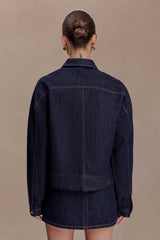 Olandria Oversized Jacket Top - Washed Indigo Blue