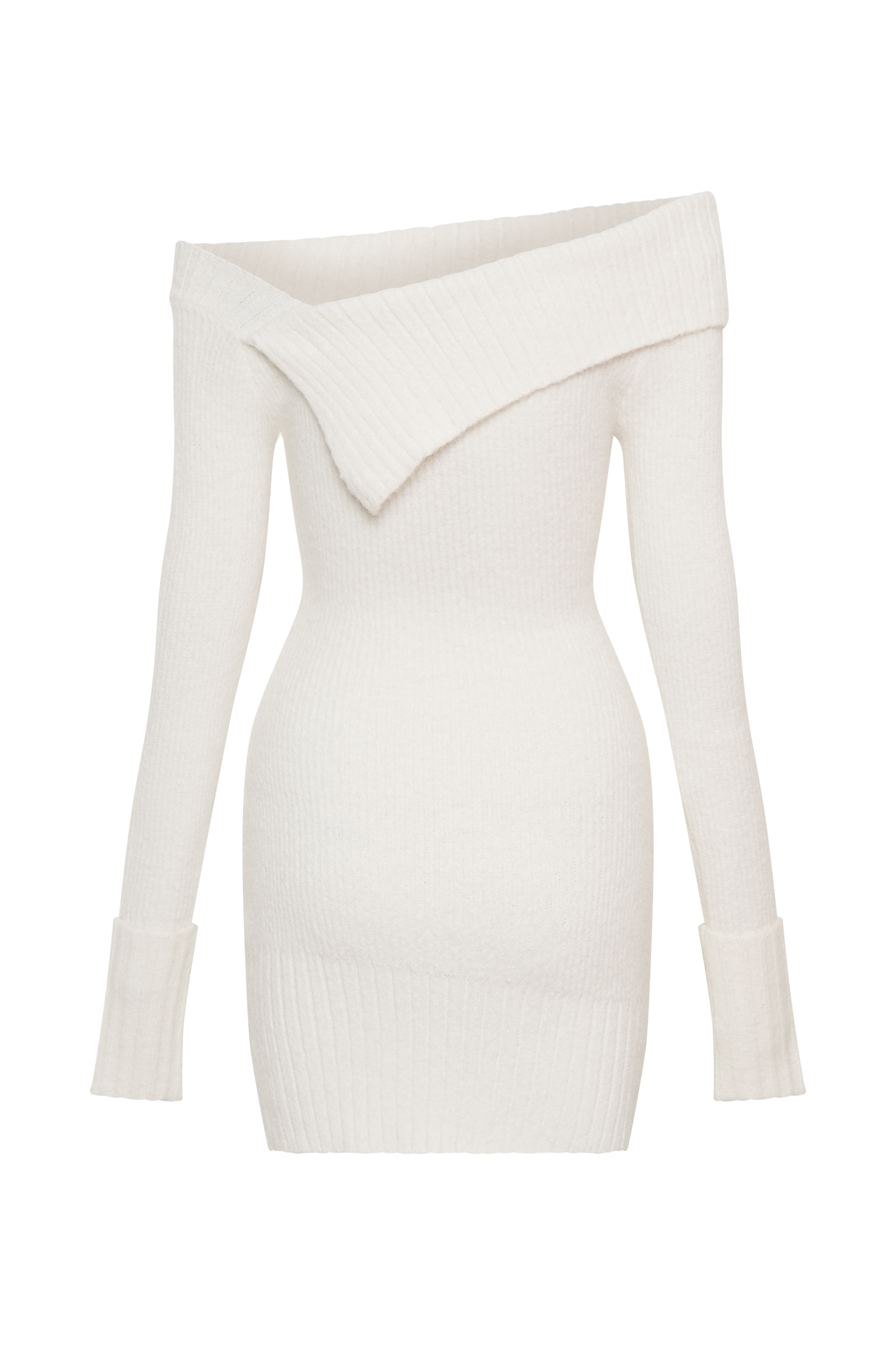 Stephanie Asymmetric Knit Mini Dress - Ivory