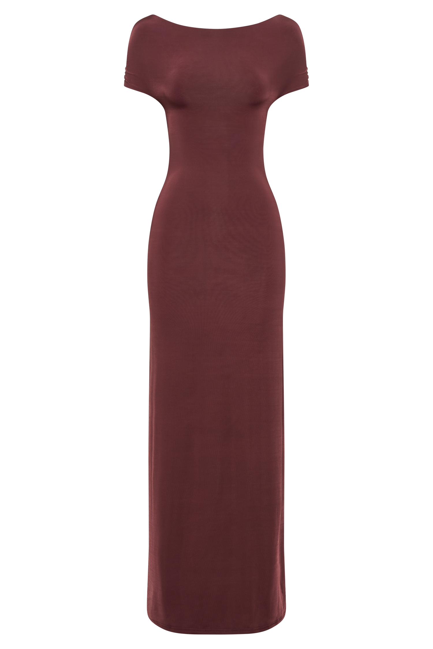 Imogen Off Shoulder Slinky Maxi Dress - Mahogany