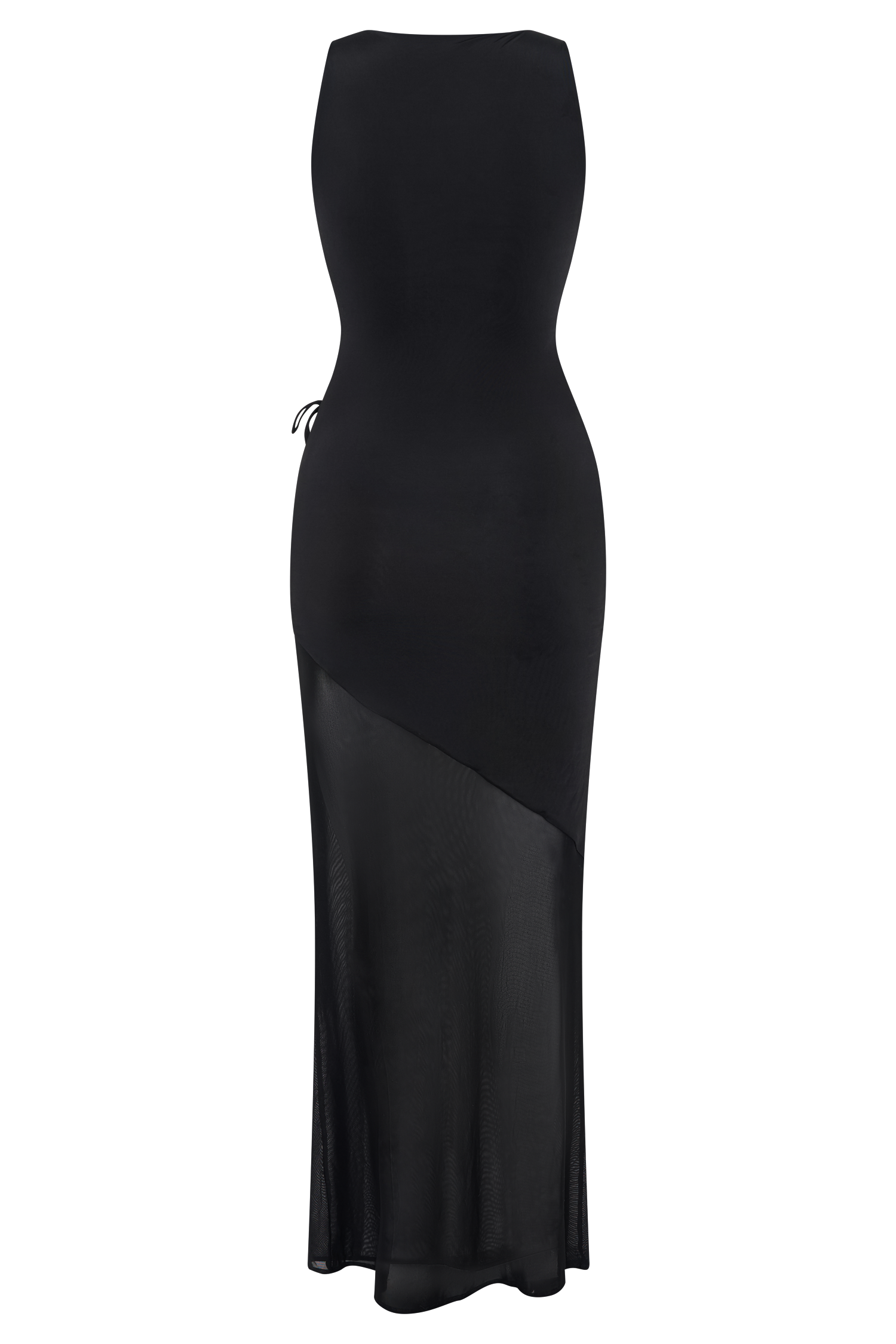 Dove Slinky And Mesh Maxi Dress - Black