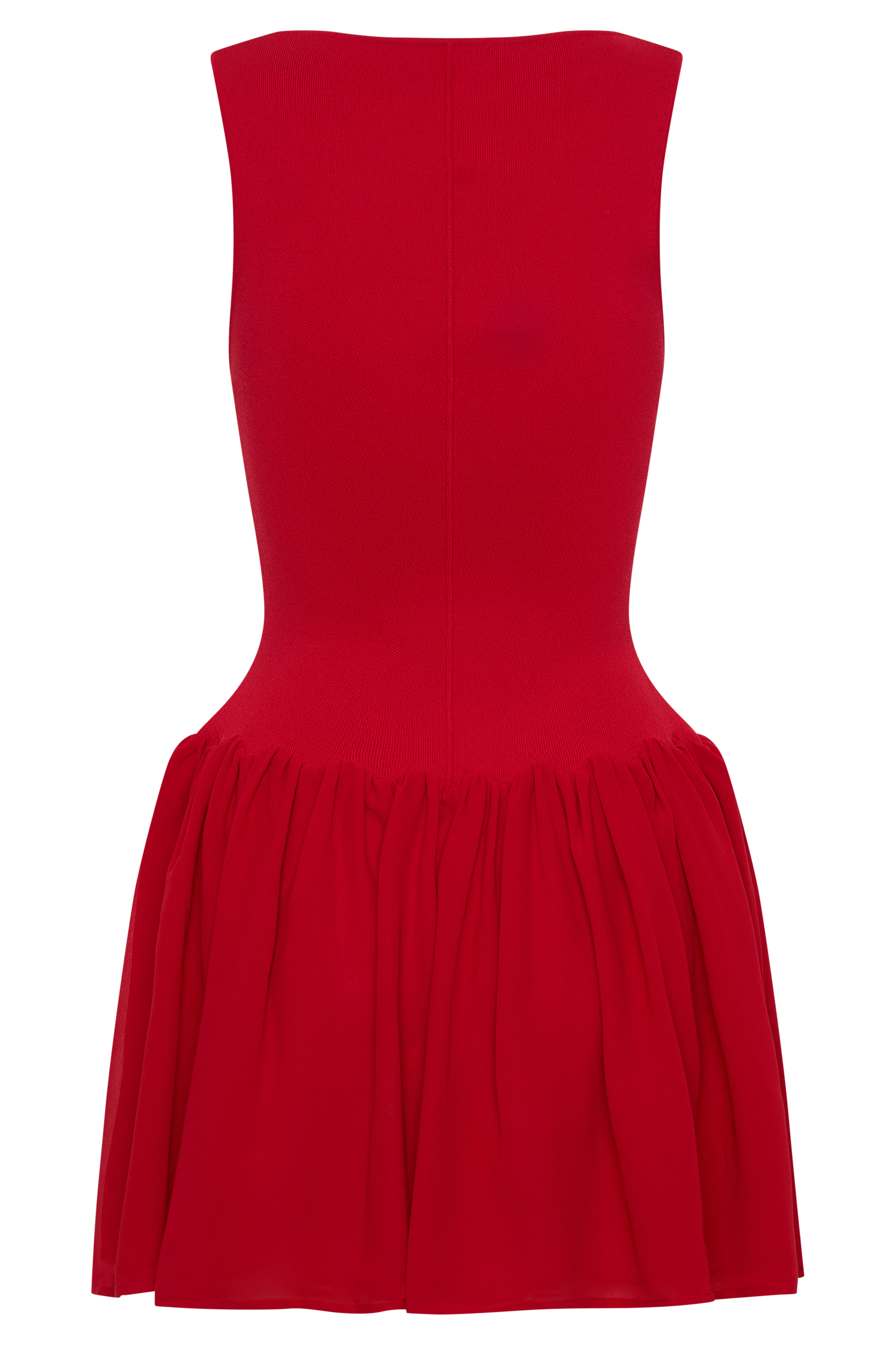 Ashleigh Knit And Chiffon Mini Dress - Red