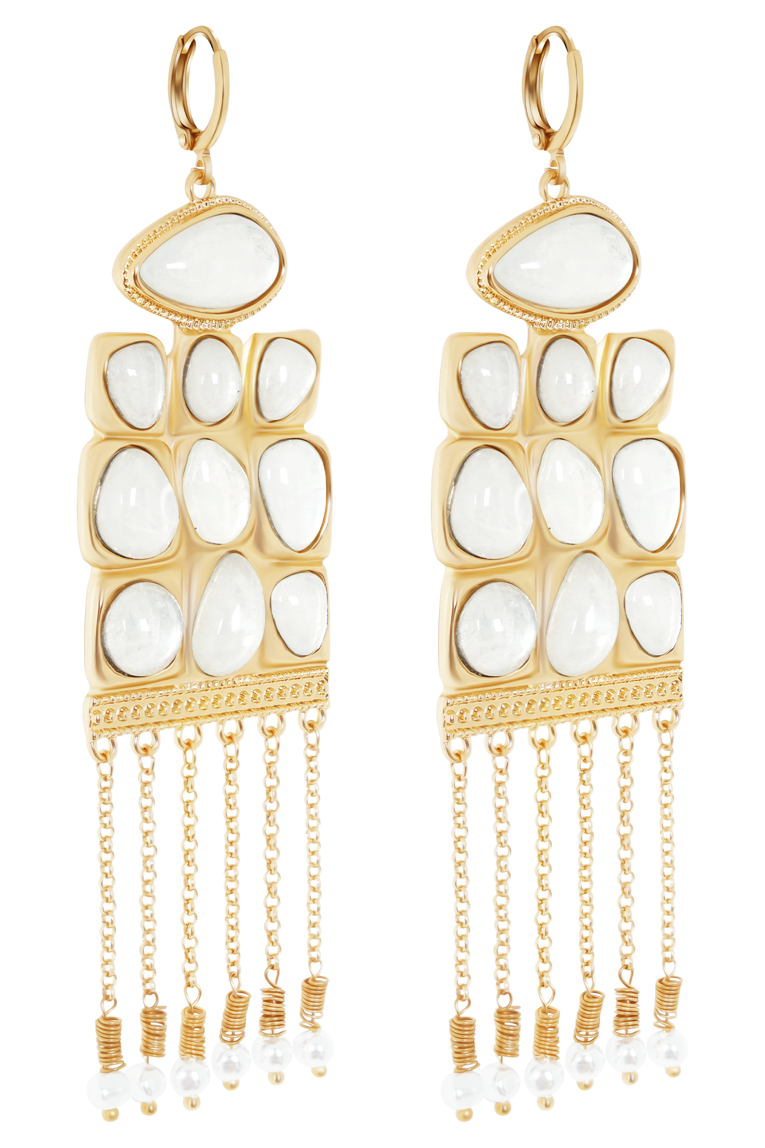 Annika Horizontal Resin Drop Earrings - Gold