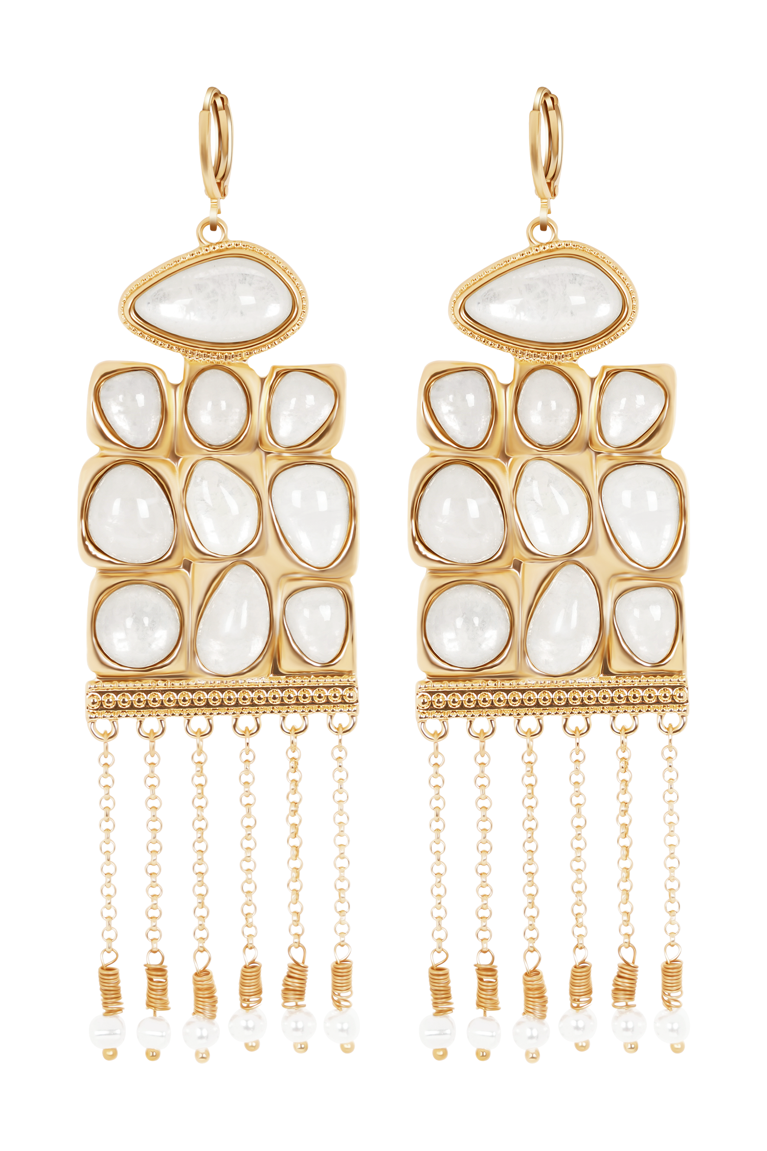 Annika Horizontal Resin Drop Earrings - Gold