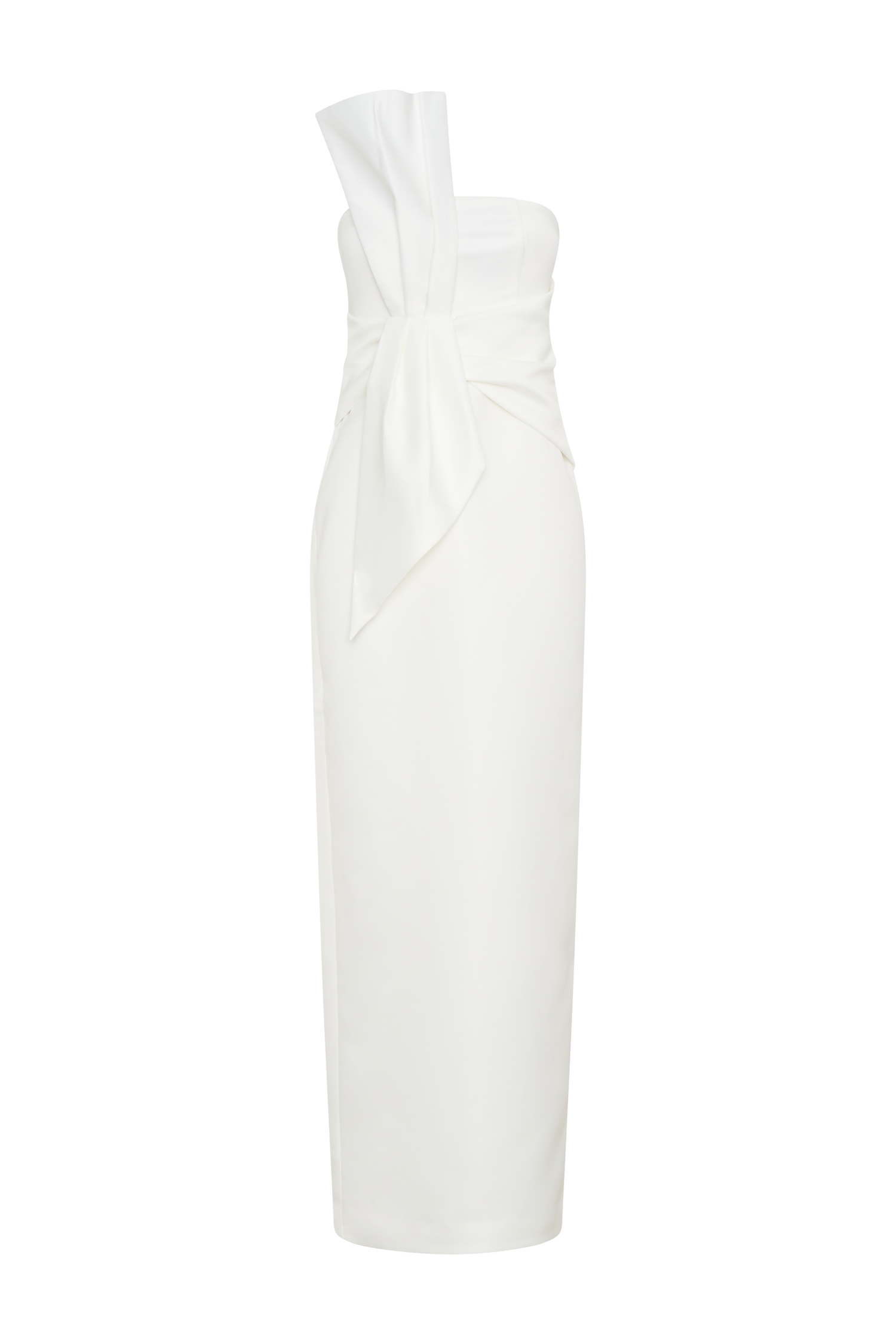 Cyrill Strapless Satin Structured Maxi Dress - White
