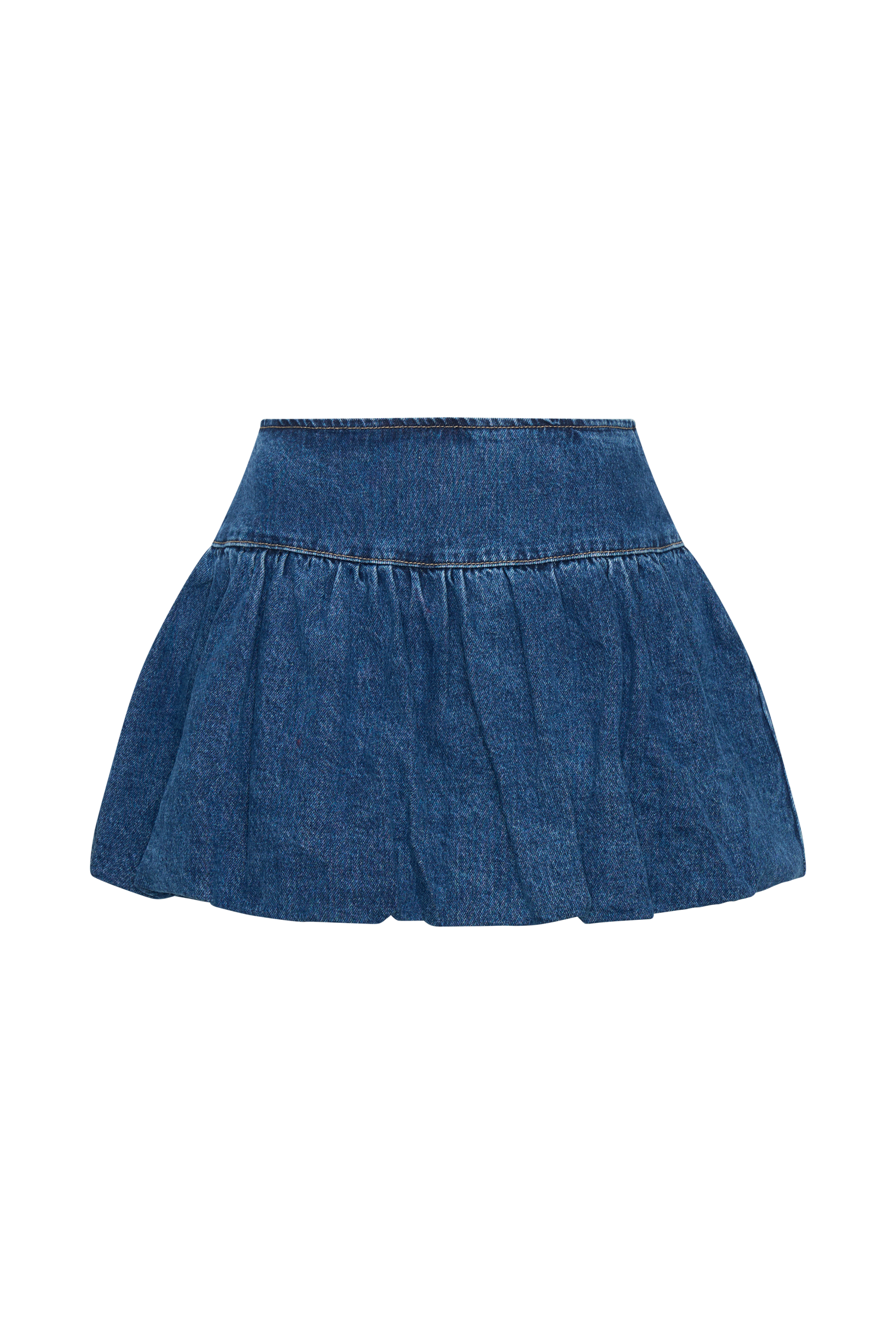 Genia Denim Bubble Mini Skirt - Dark Blue