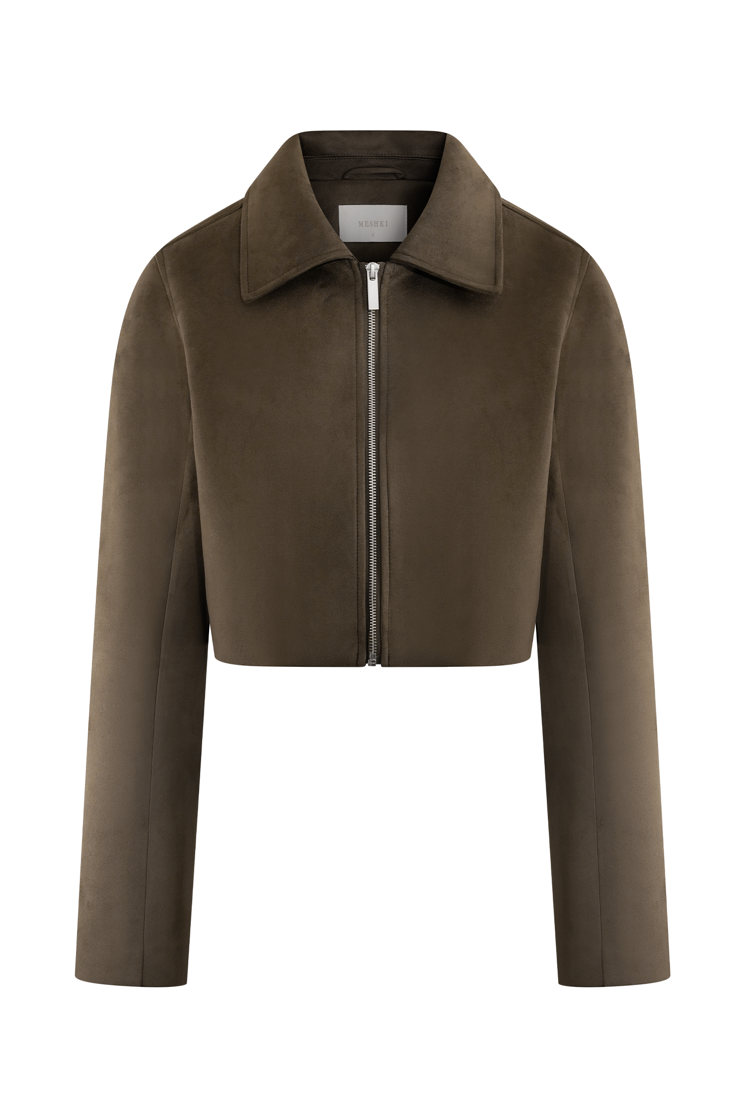 Hayes Faux Suede Collared Jacket - Chocolate