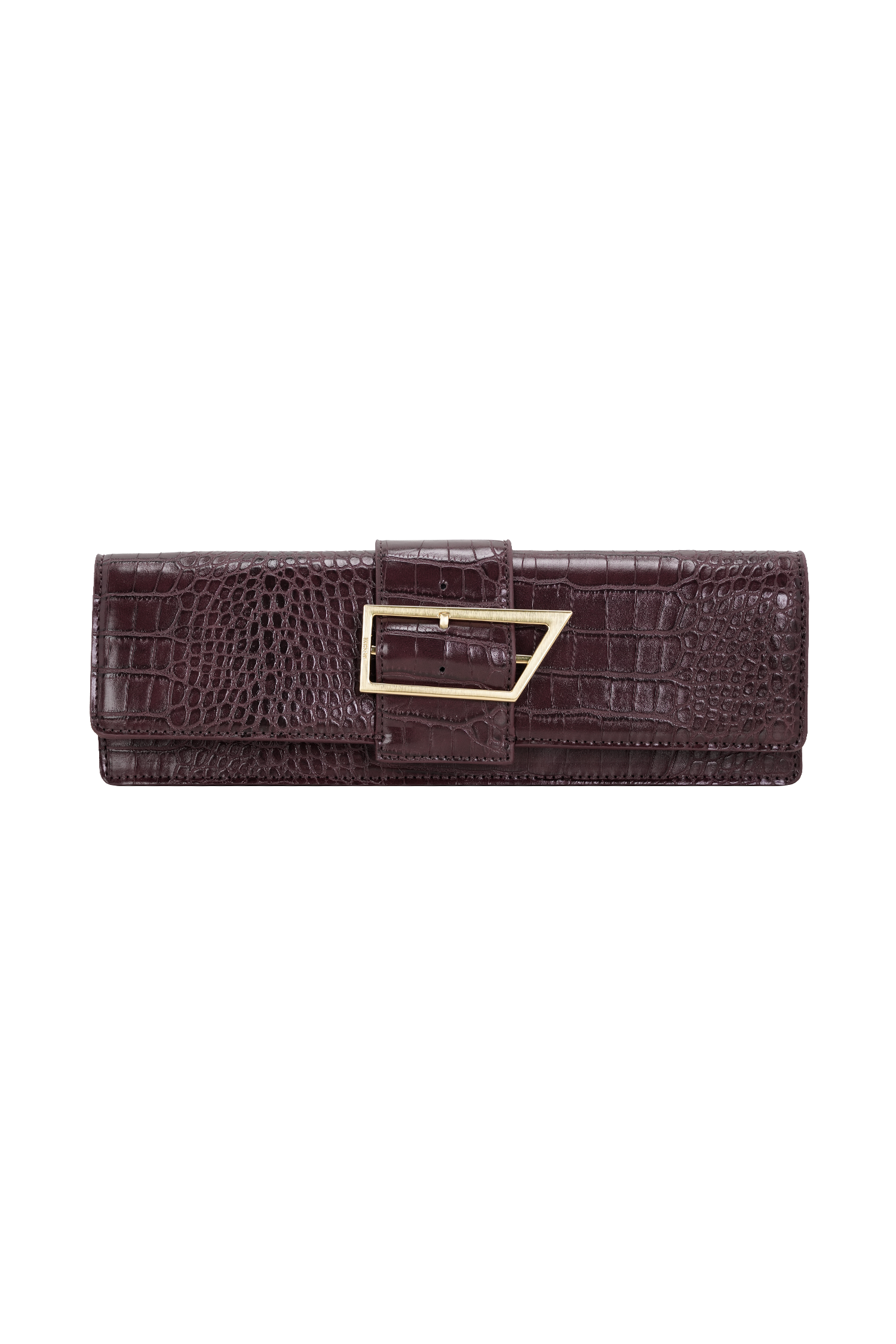 Jessica Faux Leather Crocodile Clutch - Burgundy