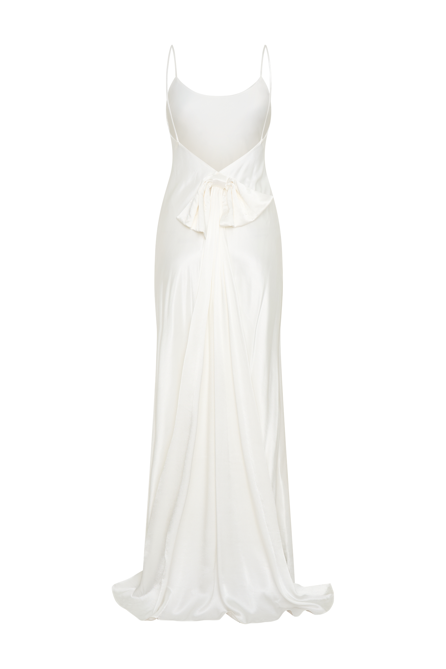Kailey Low Back Maxi Dress With Bow Train - White