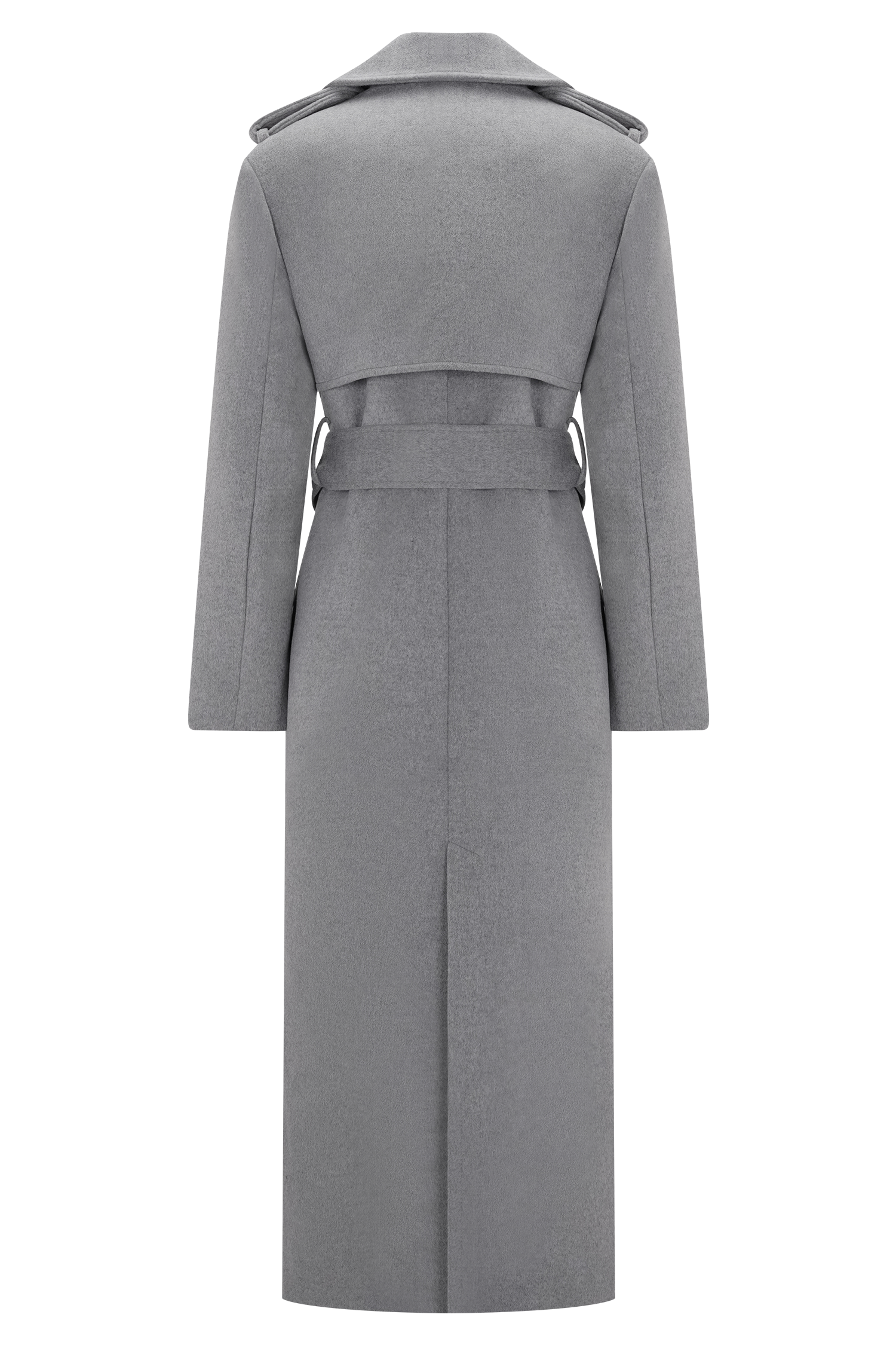 Levi Long Trench Wool Coat - Grey Marle